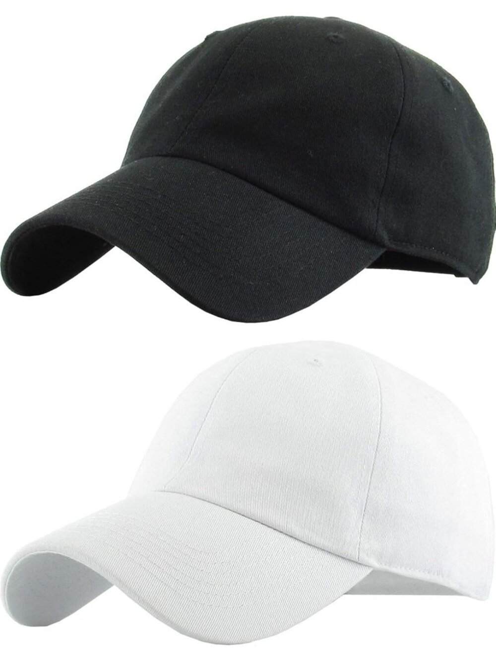 〽️Unisex White Black Adjustable Low Crown Baseball Cap Classic Cotton Plain Dad